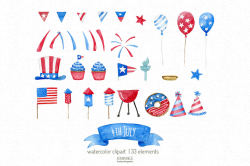 4th Of July Watercolor Th Clipart Set By Autumn Breeze Png - AZPng