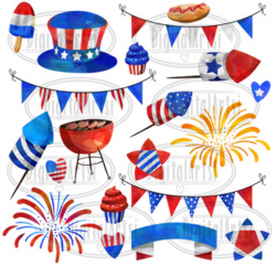 Watercolor 4th of July Clipart