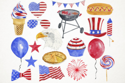 Watercolor 4th of July Clipart, 4th of July Clip Art, Independence ...