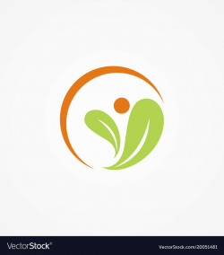 Green organic leaf people abstract logo
