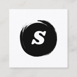 Round Brush Stroke Abstract Logo Modern Square Business Card