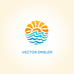 Vector abstract logo design template - sun and sea Vector ...