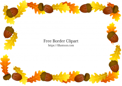 Free Acorns and Autumn Leaves Border Image｜Illustoon