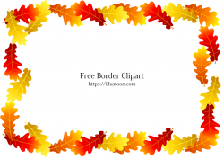 Free Colored Acorn Leaves Border Image｜Illustoon