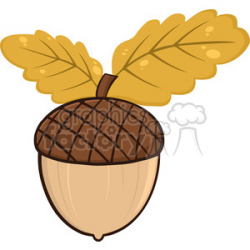 Acorn With Oak Leaves Cartoon Illustrations clipart. Royalty-free clipart #  395847