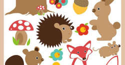 Baby Woodland Animals Clipart – tree stump, hedge hog ...