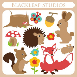 Baby Woodland Animals Clipart - tree stump, hedge hog ...