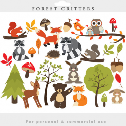 Woodland clipart - forest clip art, cute, whimsical ...