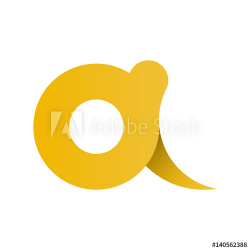 Unusual small letter A yellow color vector illustration ...