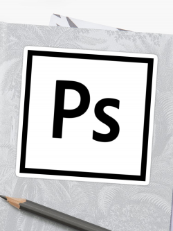 Adobe Photoshop Logo - Black Outline (White) | Sticker