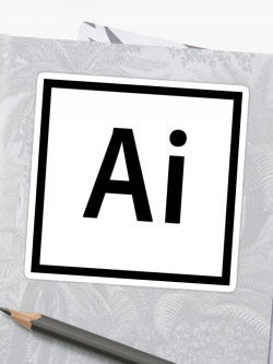 Adobe Illustrator Logo - Black Outline (White) | Sticker