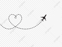 Heart-shaped Airplane Route, Airplane Clipart, Black, Heart Shaped ...