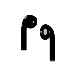 Black Airpods music wireless headphones flat icon for apps ...