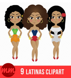 9 Latina Ladies Clipart Graphics, Hispanic girls - INSTANT ...