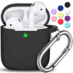 AirPods Case Cover with Keychain, Full Protective Silicone AirPods  Accessories Skin Cover for Women Girl with Apple AirPods Wireless Charging  ...