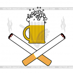 Beer and cigarettes. Alcohol and smoking sign. - stock ...