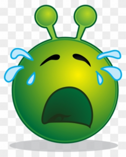 Alien Smiley Burst Into Tears - Sad Green Alien Clipart - Full Size ...
