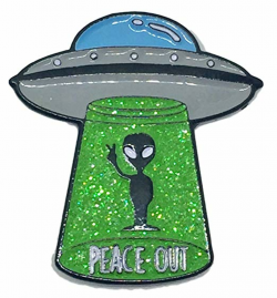 Space Enamel lapel Pin Alien UFO glitter funny for backpacks, jackets and  more