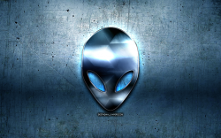 Download wallpapers Alienware logo, 4k, blue metal ...
