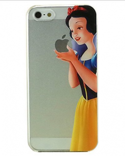 Eating/ Holding Apple logo Transparent Princess Snow White Frozen Elsa  Little Mermaid Ariel Holding Logo Clear Transparent Case for Apple iPhone  5C ...