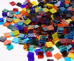 Lanyani Transparent Square Glass Mosaic Tiles Pieces Stained Glass for  Crafts, Mixed Colors and Patterns, 500g/1.1lb