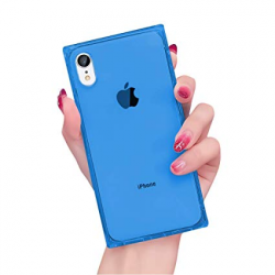 Transparent Square Case iPhone XR Retro Elegant Crystal Clear Slim Cover  Shock Absorption TPU Silicone Slim Cover Compatible iPhone XR 6.1 inch  (Blue)