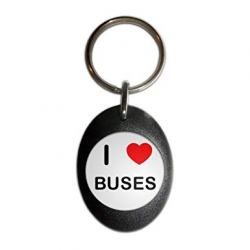 Amazon.com: I Love Buses - Black Plastic Oval Key Ring: Clothing