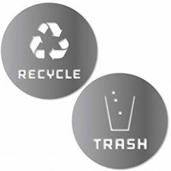 Recycle and Trash Sticker Vinyl Modern Logo (5.5in x 5.5in 1 ea.) Symbol to  Organize Trash cans or Garbage containers and Walls - Small - Silver ...