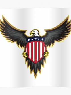 Patriotic American Eagle, Wings Spread, Holding Shield | Poster