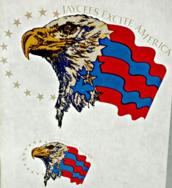 Jaycees Excite America Eagle Vintage t-shirt iron-on transfer nos retro tee  patch patriotic