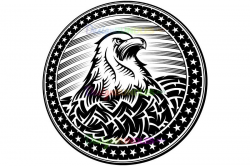 Vector American Eagle USA Natioal Symbol 4 July Emblem Black