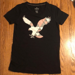 Black American Eagle Logo Tee