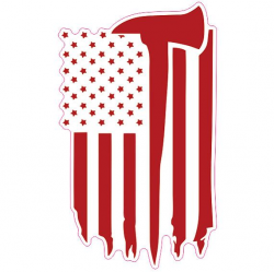USA Flag w/ Firefighter Axe Custom Vinyl Decal / Sticker 2 Pack ...