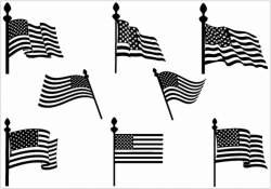 American flags Silhouette Clip Art Pack TemplateSilhouette Clip Art ...