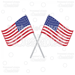 Crossed American Flags SVG Cut Files & Clipart