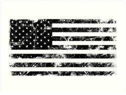 \'American Flag - Distressed (Black)\' Art Print by zingarostudios