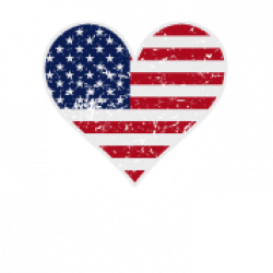 Distressed American Flag Heart Buttons small 1\'\' (5-pack) - white