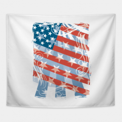 American Flag With Scrolls And Stars