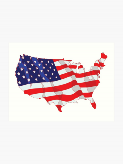 American Flag Map of United States. USA Patriotic design. | Art Print