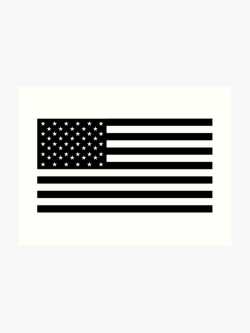 American Flag, STARS & STRIPES, USA, America, Black on white. | Art Print