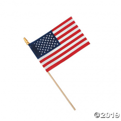 Small Cloth American Flags on Wooden Sticks - 6\