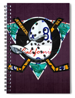 Anaheim Ducks Hockey Team Retro Logo Vintage Recycled California License  Plate Art Spiral Notebook