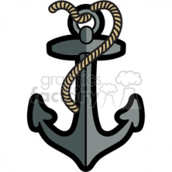 boat anchor with rope graphic illustration gray clipart. Royalty-free  clipart # 398039