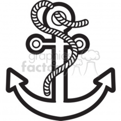 anchor with rope vector illustration black white clipart. Royalty-free  clipart # 398058