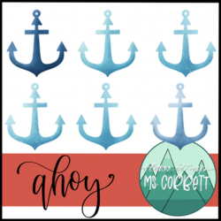Ahoy - Free Anchor Watercolor Clip Art by Coffee Teach Conduct Repeat