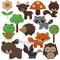 Woodland Animals set of 13-Brown Bear, Deer, Forest, Tree, Fox ...
