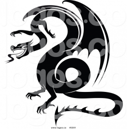Royalty Free Vector of a Black and White Dragon Logo by ...