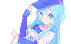 renders anime girl blue - Sticker by L i n a i Kun