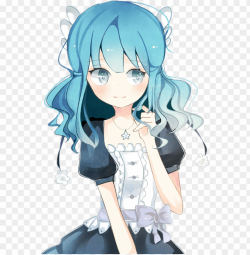 avatars - blue hair anime girl render PNG image with ...