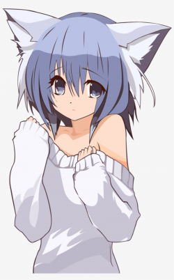 Cat Girl Pullover - Anime Neko Girl With Blue Hair - Free ...